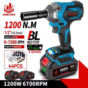 ONEVAN 1200N.m 브러시리스 전기 임팩트 렌치 1/2인치 무선 전기 스크루드라이버 드릴 공구 (마키타 18V 배터리 핀용)