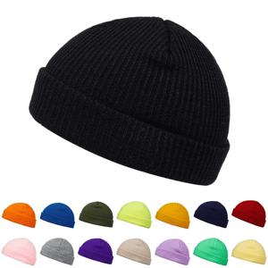 가을 겨울 멜론 모자 남성 여성 니트 모자 비니 Skullcap 선원 모자 커프 짧은 무모한 레트로 네이비 스타일 모자 casquette