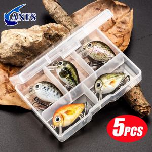 5pcs 미니 낚시 미끼 세트 실물 같은 크랭크 미끼 인공 미끼 Swimbait 태클 상자