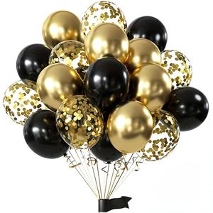 15-51pcs 검정과 금색 반짝이 풍선 장식 풍선 세트 파티 장식, 생일, 결혼식 장식에 적합