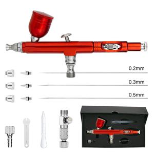에어브러시 키트, 듀얼 액션 중력식 에어 브러시 건(3개 노즐 세트 포함), 메이크업 네일 아트 페인팅 모델용 알루미늄 스프레이 건