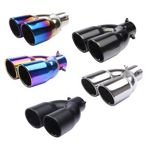 범용 63mm 입구 76mm 출구 이중 실린더 스테인레스 스틸 배기 머플러 테일 파이프 (자동차 배기 시스템 교체용)