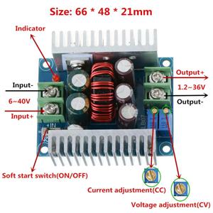 20A 300W CC CV 스텝 다운 모듈 조절 가능한 DC 6-40V에서 1.2-36V 전압 조절기 버크 컨버터 일정 전류 전원 공급기