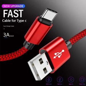 USB A 유형 C 2.4A 충전 케이블 삼성 화웨이 안드로이드 전화용 나일론 데이터 케이블 땋은 TypeC 충전 장치 1M 2M 3M