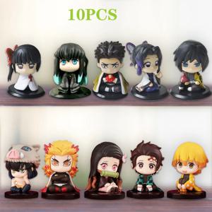 5 스타일/세트 Q 버전 악마 슬레이어 앉아 유령 인형 Tanjiro Nidouzi Inosuke Zenitsu 그림 액션 피규어 영화 모델 장난감 인형