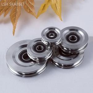304 스테인리스 스틸 도르래 U자형 트랙 와이어 로프, 리프팅 휠, 음소거 볼 베어링 풀리, 핸들링 도구 가구 롤러, 1 개