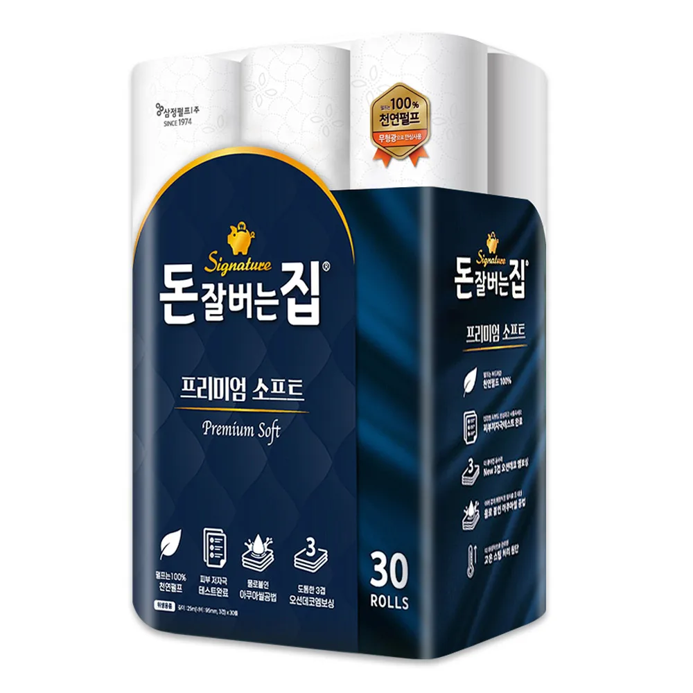 돈잘버는집 프리미엄 천연펄프  25M 화장지 30롤 1팩