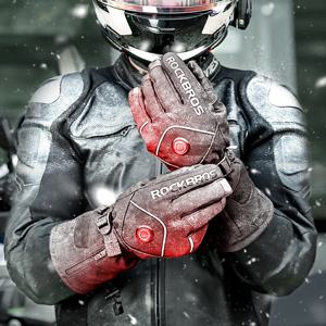 ROCKBROS 배터리 구동 전기 온열 장갑, 따뜻한 스키 장갑, 스노우보드 사이클링 장갑, 미끄럼 방지 터치 스크린 장갑