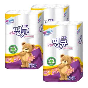 (1+1+1)100%천연펄프 뉴땡큐18M3겹30롤 믿을 수 있는 휴지 무향 무형광 무잉크 화장지