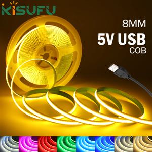 DC5V USB COB Led 스트립 빛 화이트/핑크/레드/옐로우/아이스 블루/그린 8MM 320LED/M 홈 장식 TV 백라이트에 대 한 유연한 밤 빛
