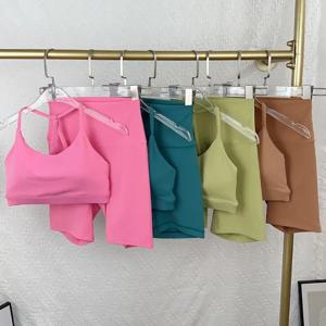 2 조각 여성 요가 반바지 세트 Tracksuit 요가 조끼 높은 허리 반바지 빠른 건조 컴포트 탄성 러닝 운동 스포츠웨어