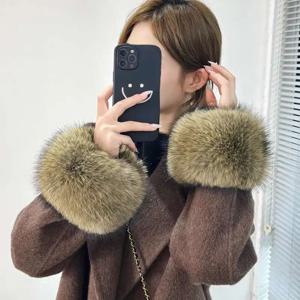 여성 겨울 가짜 모피 커프스 럭셔리 폭스 모피 커프스 코트 팔 모피 모피 슬리브에 대한 천연 모피 손목 가짜 모피 팔찌 장갑