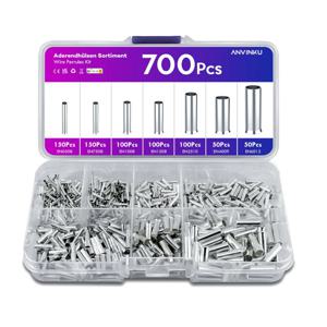 600/700pcs 베어 터미널 관형 와이어 엔드 페룰 믹스 크기 비절연 케이블 슬리브 와이어 연결 핀 크림프 용 단순