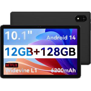 ALLDOCUBE iPlay 60S 듀얼 SIM 4G LTE 태블릿 10.1인치 4GB+8GB RAM 128GB ROM Widevine L1 안드로이드 14 OS 6200mAh 배터리 태블릿 PC