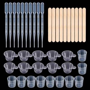 레진 믹싱 캐스팅 도구 키트 10개 믹싱 컵 10개 계량컵 10개 나무 막대 10개 드로퍼 DIY 공예 쥬얼리 제작