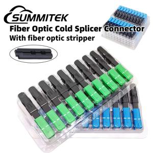 SUMMITEK 10-100pcs 60mm SC APC 퀵 커넥터 FTTH 콜드 스플 라이스 커넥터 광섬유 스트리퍼가있는 단일 모드 어댑터