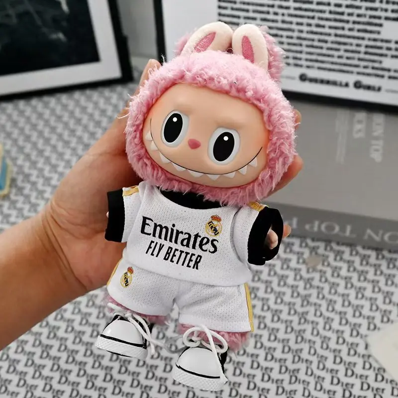 17cm 라부부 축구 농구 사이즈 10 의류 V1V2 라부부 인형 사이즈 7 비닐 펜던트 인형 의류 DIY 스포츠웨어 남자아이 장난감