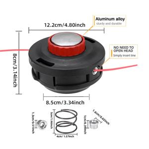 1개 신형 베어링 제초 헤드, 장착 구멍 M10X1. 25mm, 고품질 스프링 1개와 로프 출구 알루미늄 버클 2개 포함, 더 내구성 있는 베어링 디자인, 커버를 열 필요 없이 코드를 꿰매기, 가벼운 압력으로 코드를 쉽게 풀기, 고온 저항 디자인, 정원 잡초 제거, 잔디 깎기, 잔디 다듬기, 이상적인 잔디 관리 및 유지 보수 도구