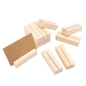 10pcs 나무 숫자 사진 디스플레이 스탠드 명함 홀더 이름 메모 클립 사무실 책상 주최자 홈 장식 수공예품