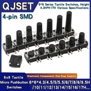 20pcs SMD 촉각 스위치 6*6*4.3mm 6x6x5/6/7/8/9/10/11/12/13/14mm 6X6 4 핀 SMT 유도 오븐 터치 촉각 버튼 마이크로 스위치