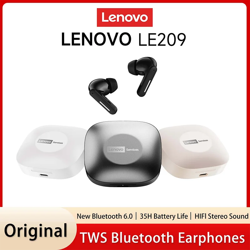기존 Lenovo LE209 무선 블루투스 6.0 이어폰 소음 감소 스포츠 HiFi 헤드폰 초장기 내구성 게임용 헤드셋