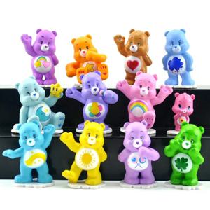 12PCS 케어 베어스 애니메이션 피규어 모델 만화 캐릭터 파생 주변 장식품 귀여운 모델 어린이 생일 파티 선물