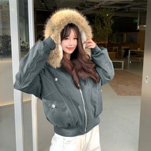 2025 아메리칸 레트로 퍼 칼라 후드 파카 트렌드 하이 스트리트 숏 윈터 재킷 여성용 Y2K 패션 코튼 패딩 아우터웨어