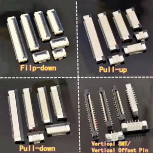 10PCS FPC 커넥터 0.5mm 피치 플립-바텀/풀-탑/풀-바텀 연결 수직 SMT 오프셋 핀 플렉시블 플랫 케이블 소켓