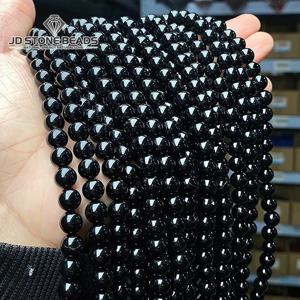 5A 자연 검은 마노 오닉스 스톤 비즈 라운드 루즈 스페이서 4 6 8 10 12mm 쥬얼리 만들기 DIY 팔찌 액세서리 15 ''스트랜드
