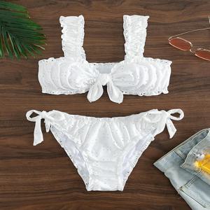 Schiffy Knot 프론트 타이 사이드 비키니 2025 화이트 수영복 여성 수영복 여성 섹시한 Bathers 수영복 수영 수영복 Beachwear