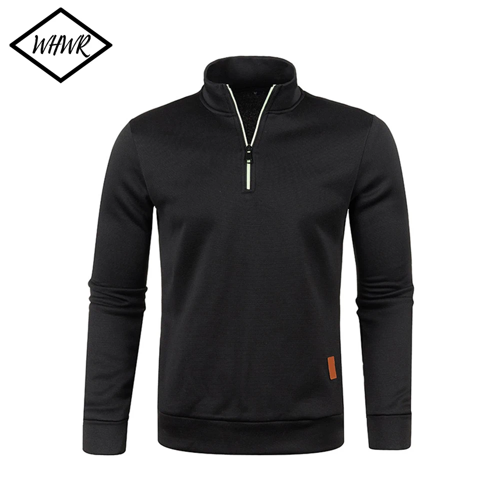 남성 스웨터 봄 두꺼운 풀오버 남성용 하프 지퍼 풀오버 ​​Hoody Man Sweatshir 가을 솔리드 컬러 터틀넥 스웨터