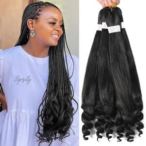 Pre Stretched French Curly Braiding Hair 크로셰 뜨개질 머리띠 천연 블랙 합성 크로셰 뜨개질 머리 뜨거운 물 설정 Professiona