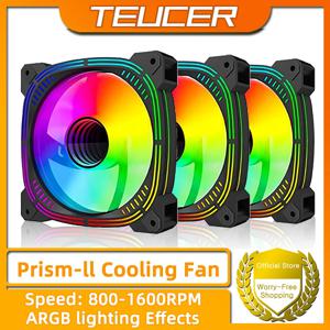 TEUCER Prism-2 1PCS/3PCS ARGB 케이스 팬, 120mm PWM 800-1600RPM 5V 3Pin RGB 게임용 PC 냉각 팬