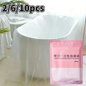 투명 목욕 가방, 두꺼운 대형 욕조 세트, 가족 호텔 살롱 여행 일회용 목욕 가방, 휴대용 도구, 2 개, 6 개, 10 개