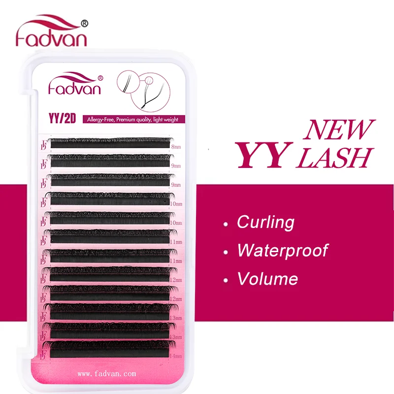 FADVAN YY 모양 6-15mm 속눈썹 2D 0.07/0.05mm 가짜 밍크 C/D 컬 자연 소프트 브라질 미리 만들어진 볼륨 팬 속눈썹 확장