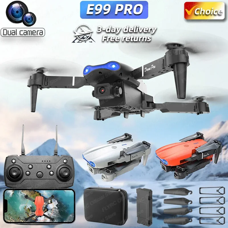 ​ 접이식 미니 E99Pro RC 헬리콥터 (5G WiFi FPV 4K 듀얼 HD 카메라, 고도 유지, 광각 전문가용 드론)