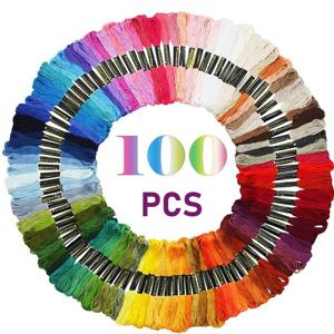100 개 치실 무작위 컬러 크로스 스티치 자수 스레드 DIY 바느질을위한 무지개 색상 수제 자수 스레드