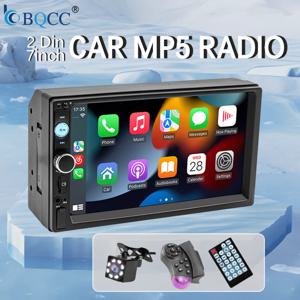 HIPPCRON 7인치 자동차 라디오 2din HD 터치 스크린 MP5 플레이어 블루투스 12V FM ISO 전원 Aux 입력 미러 링크 멀티미디어 플레이어