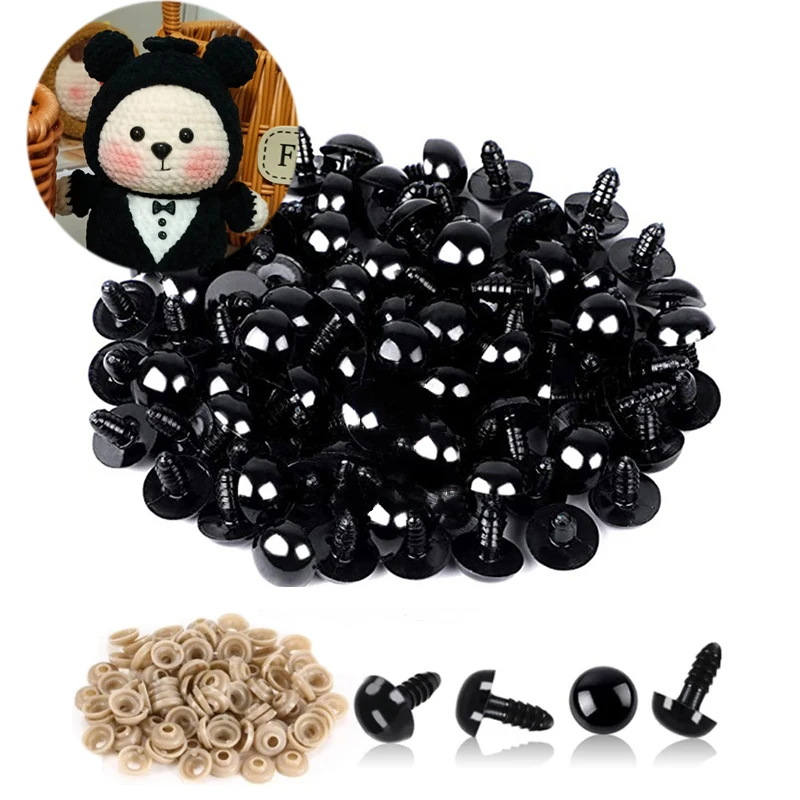 100pcs 장난감에 대 한 5/6/7/8/9/10/12/14/18/20mm 플라스틱 안전 눈 Diy 믹스 크기 인형 장난감 액세서리에 대 한 크로 셰 뜨개질 동물 눈