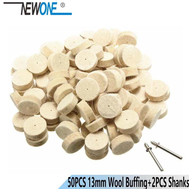 50Pcs 13mm 양모 펠트 연마 버핑 휠 연삭 연마 패드 + Proxxon Dremel 로타리 도구 용 2Pcs 3.2mm 정강이