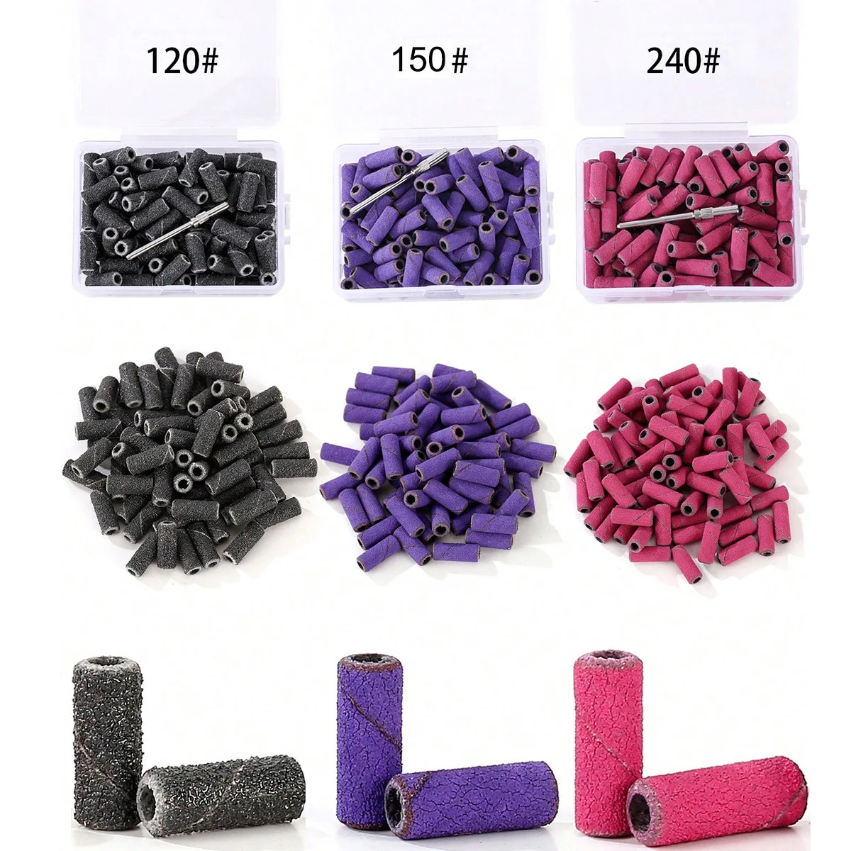 100pcs 3.1mm 미니 샌딩 밴드 키트 네일 드릴 비트 맨드릴 세트 전기 매니큐어 액세서리 도구 죽은 스킨 리무버