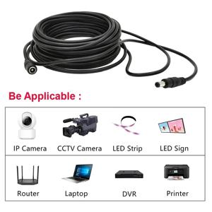 DC12V 전원 연장 케이블 2.1*5.5mm 커넥터 남성-여성 CCTV 보안 카메라 블랙 컬러 16.5 피트 10m 전원 케이블