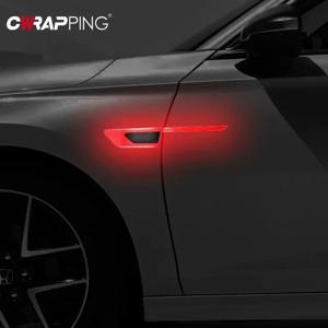 2pcs 자동차 사이드 범퍼 반사 스티커 반사 경고 스트립 테이프 보안 반사판 스티커 데칼 안전 경고