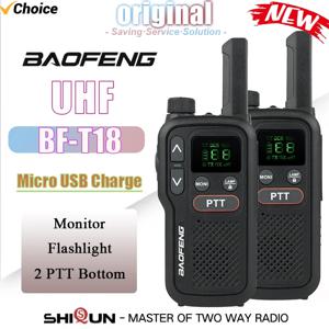 Baofeng BF-T18 장거리 미니 워키토키, UHF 400-470MHz 마이크로 USB 충전, 양방향 라디오 2-PTT 하단 워키토키, 16CH 라디오