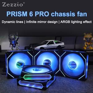 ZEZZIO Prism 6 PRO 컴퓨터 섀시 팬 12cm ARGB 마더보드 조명 동기화 4PIN PWM 조용한 냉각 팬