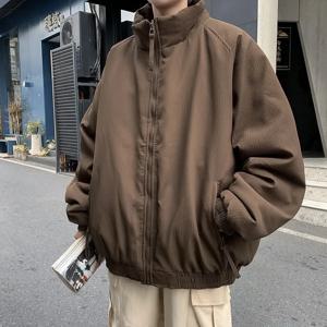 일본 단색 스탠드업 칼라 따뜻한 코튼 패딩 의류, 남성 겨울 패션, 루즈 캐주얼 코듀로이 패딩 코트