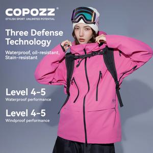 COPOZZ 겨울 따뜻한 스키 코트, 남성 트랙수트, 후드 스포츠 스노우보드 재킷, 산악 여성 아웃웨어, 방풍 스키 의류