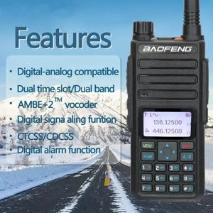 Baofeng 공식 스토어 DR-1801 장거리 듀얼 밴드 DMR 디지털 아날로그 워키토키 티어 II 듀얼 타임 슬롯 업그레이드 라디오