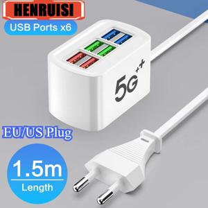 범용 전원 스트립 전기 소켓 6 USB 포트 다기능 연장 케이블 테이블 소켓 EU 미국 플러그 전화 충전기 어댑터