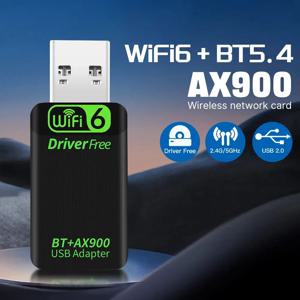 새로운 업그레이드 AX900 USB WiFi 6 Bluetooth 5.4 2in1 어댑터 듀얼 밴드 2.4G&5GHz 고속 무선 네트워크 Wlan 수신기 드라이버 무료 동글 PC 노트북 Win 10/11용